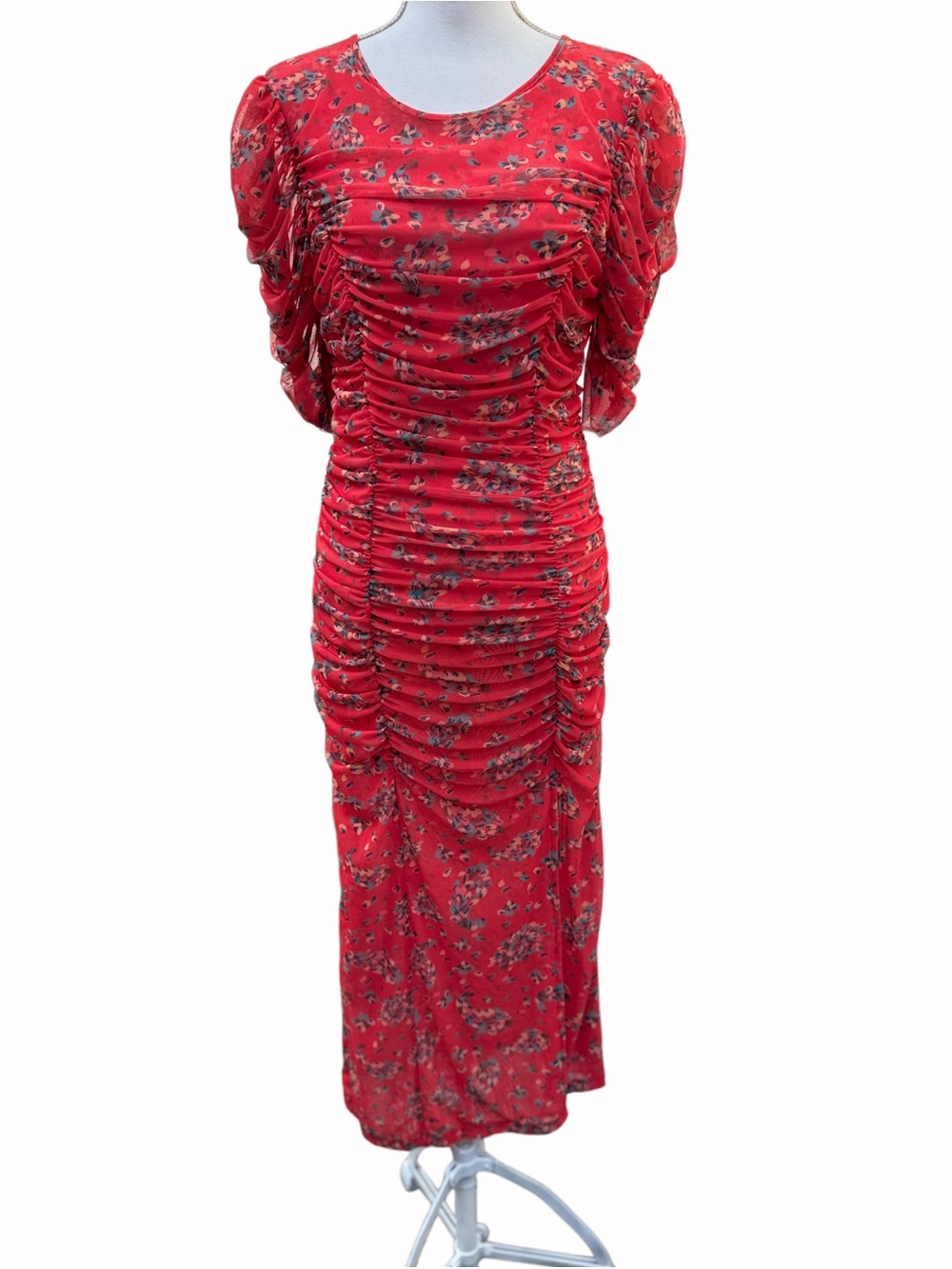 Free People Floral Ruched Briella Midi Dress Women’s Size M